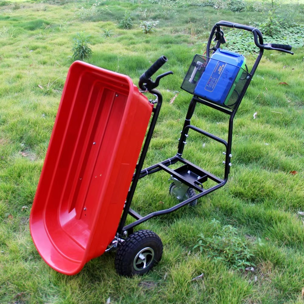 48V 300W Electric Wheelbarrow Lithium Battery Powered Utility Trolley Brushless Motor Barrel Dump