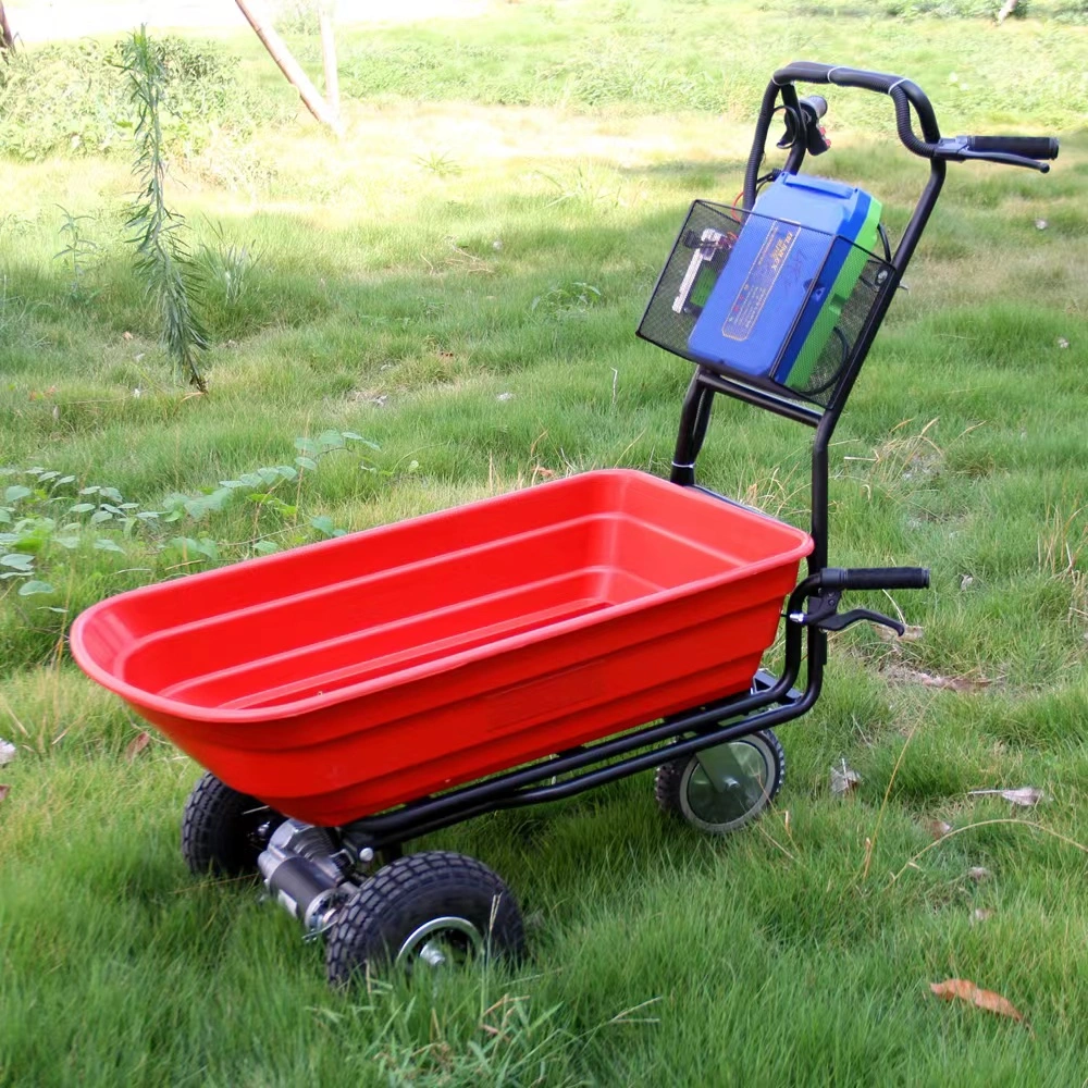 48V 300W Electric Wheelbarrow Lithium Battery Powered Utility Trolley Brushless Motor Barrel Dump