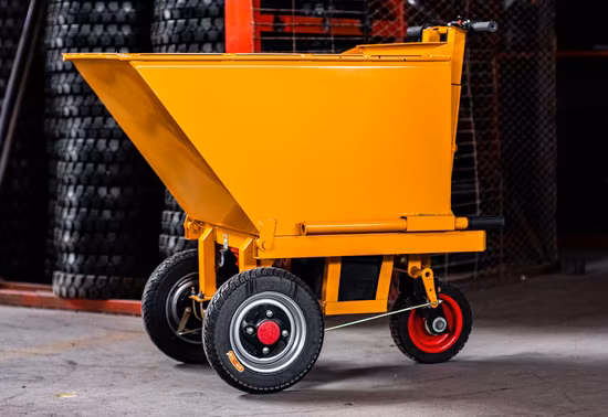 Caminhão basculante pequeno carrinho cinza elétrico para canteiro de obras